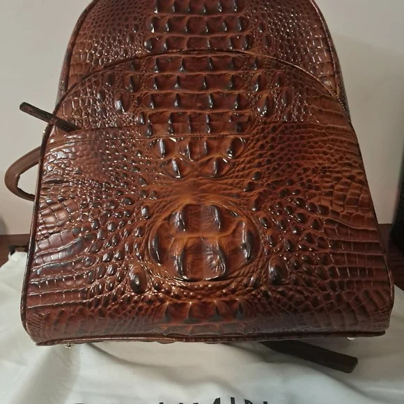 Brahmin Brown Crocodile-Embossed Backpack - Picture 3 of 10